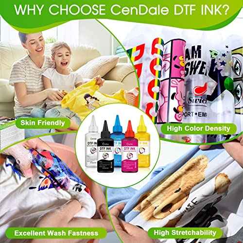 Premium DTF Ink 600ML- DTF Transfer Ink for PET Film, Refill for DTF Printers Epson ET-8550, XP-15000, L1800, L805, R1390, R2400, Heat Transfer Printing Direct to Film (100ml x 6, CMYK Wh)