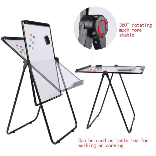 Dry Erase Board with Stand, Double Sided Magnetic Whiteboard, 24 x 36 Portable Height Adjustable White Board with Aluminium Frame
