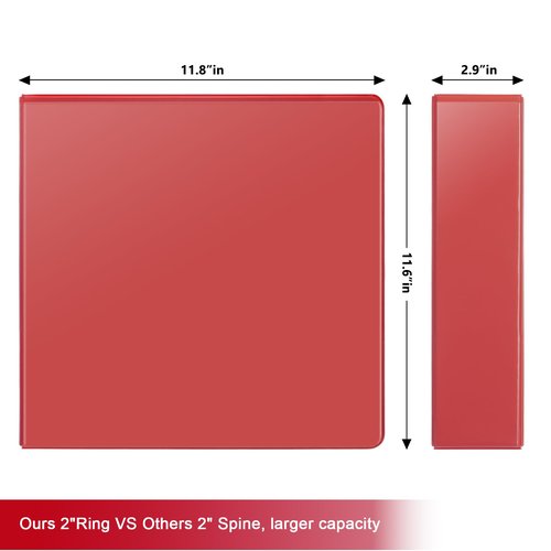 COMIX Sturdy 3 Ring Binder 2 inch with Clear View Cover, 2" Slant-D Ring View Binder Holds 500 Sheets of US Letter Size Paper, 6 Pack (Red)