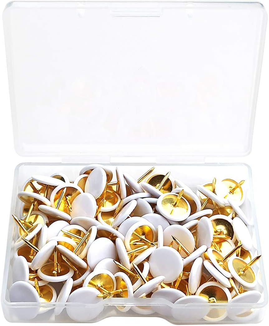 Skiennix Push Pins - Durable Plastic Round Head Thumbtacks for Home, Office & School | 100PCS White