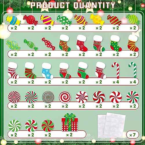 76 Pcs Christmas Cutouts Christmas Decorations Candy Cutouts Xmas Bulletin Board Decor for Classroom Xmas Stocking Wall Cutout Holiday Party Decor Decorations for Home Classroom