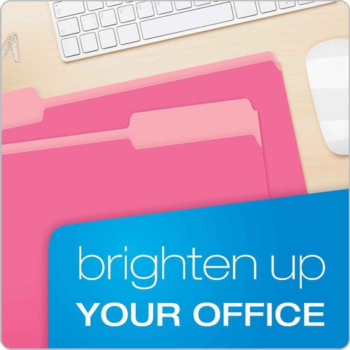 Pendaflex Two-Tone Color File Folders, Legal Size, Pink, 1/3 Cut, 100/BX (153 1/3 PIN)