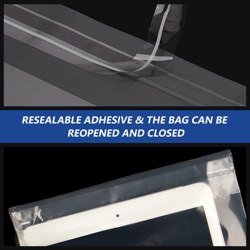 WEPOLY - 12" x 15" (200 Count) Self Seal Clear Poly Bags with Suffocation Warning for Packaging, Shipping, Clothing, Shirts & FBA - Resealable Adhesive