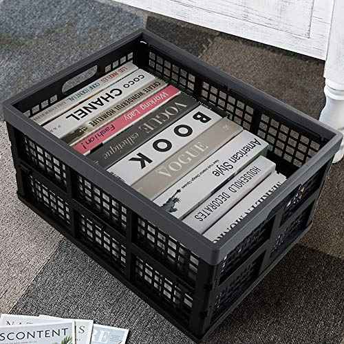 Pekky 34 Quart Plastic Milk Crates Stackable, Collapsible Storage Crate, 4 Packs