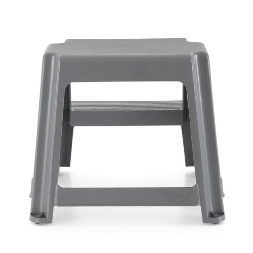 Gracious Living Plastic 2-Step Stool, Portable Step Stool, 16 Inches Tall, Gray