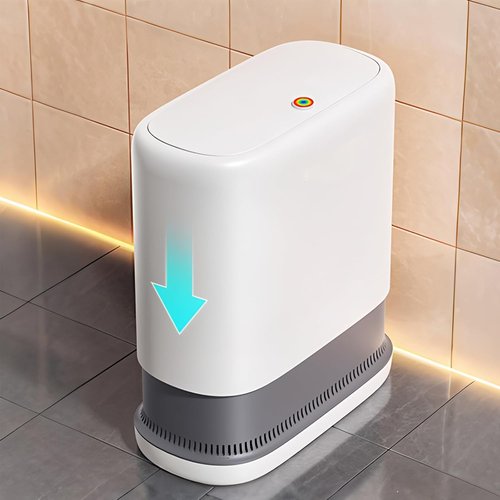 Funest Bathroom Trash Can - 10L Dog-Proof Slim Plastic Bin with Press Type Lid | Stylish & Space-Saving