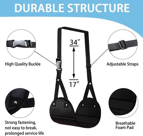 Aksiko Airplane Travel Footrest Hammocks - Adjustable Memory Foam | 2 Pack, Black