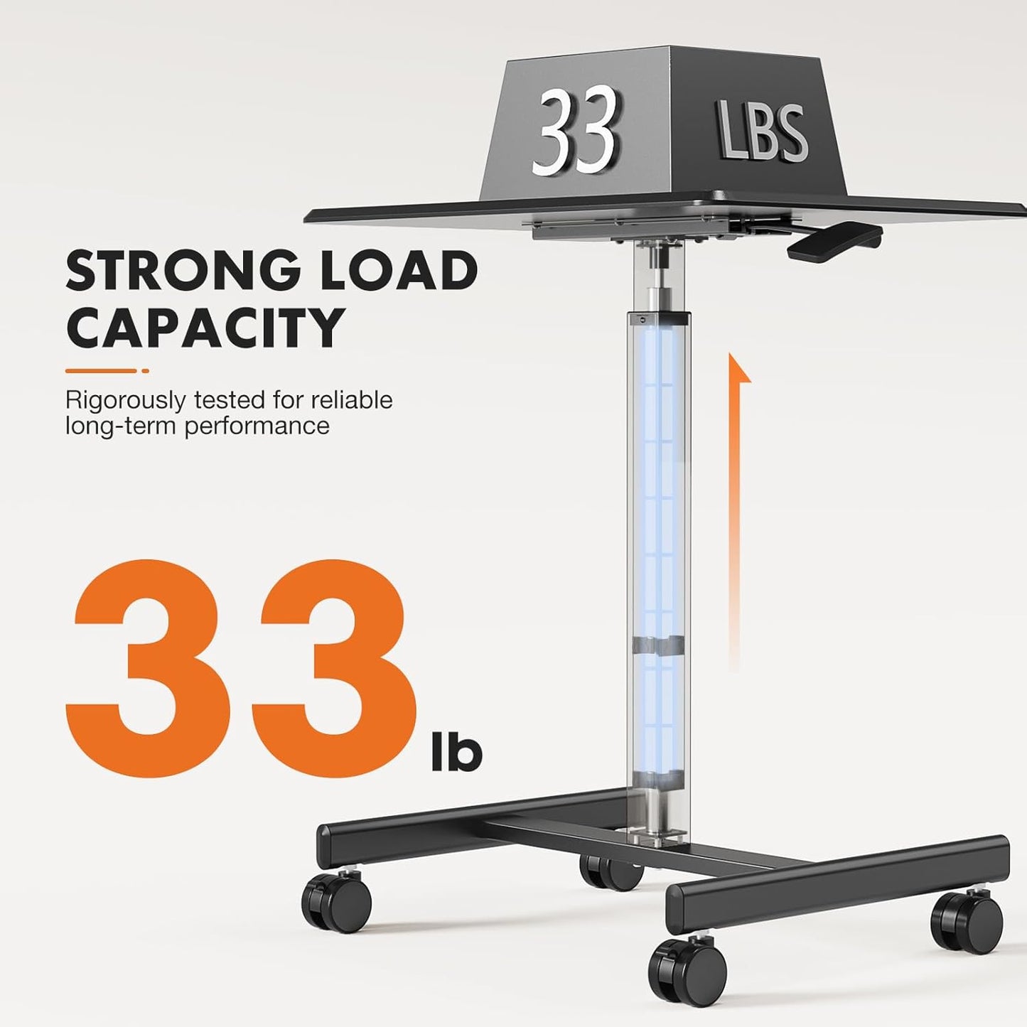 Sweetcrispy Mobile Small Standing Desk - Adjustable Height Portable Laptop Desk with Lockable Wheels | Modern Black