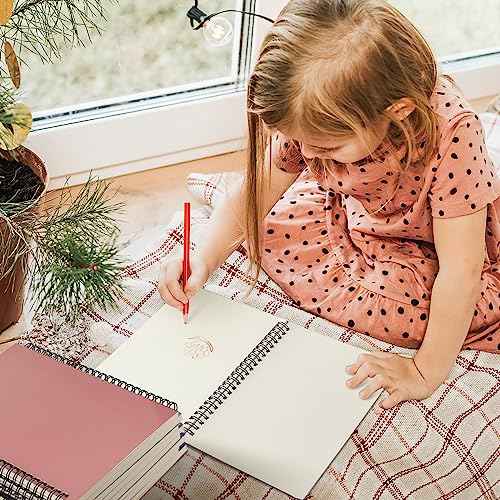 Sinmoe 39 Pack Sketch Book Bulk A5 Unlined Spiral Notebook 100 Pages Blank Notebook 5.5 x 8.3 Inches Soft Cover Kraft Memo Sketchbook for Office Supplies(Simple Colors)