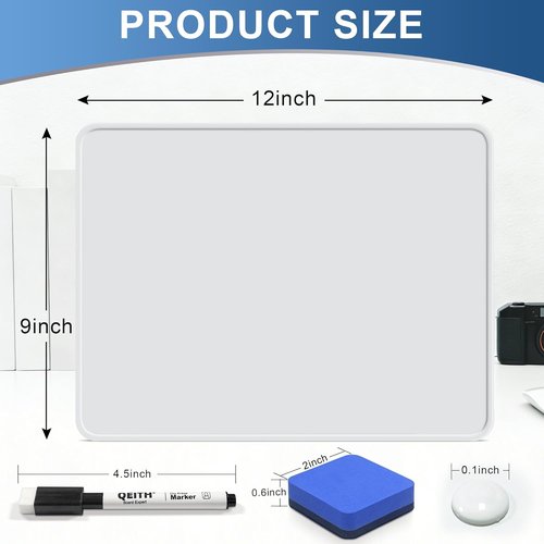 Magnetic Dry Erase Boards - 12 Pack 9 x 12 Inch Double-Sided Whiteboards with Markers & Erasers | Ideal for Kids & Teachers