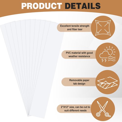 Feifeiya 100 Pack Precut Return Tape Strips Clear Return Tape Sheets Banded Strips for Sealing, Packaging, Shipping, Mailing, Office, Home, Business, Warehouse Needs(2" X 12")