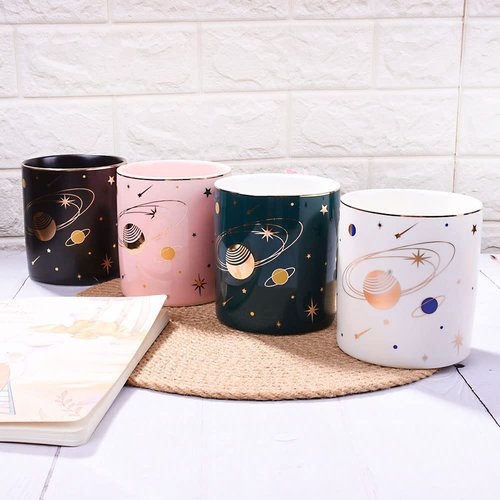 BOSILI Cute Ceramic Pen Holder Organizer Pencil Holder Desktop Black and White Set of 2