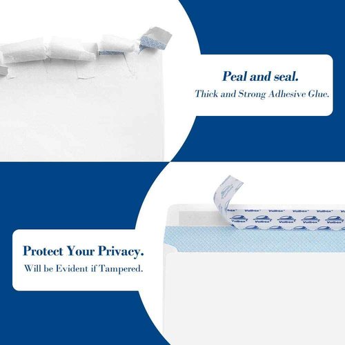 ValBox 500 Count #8 Double Window Envelopes 3 5/8" x 8 11/16" Self Seal Double Window Security Check Envelopes- Security Tint Pattern Designed for Home Office Secure Mailing