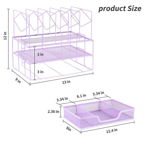 Youbetia Desk Organizers and Desk Accessories - File Organizer with Drawer, Desk Accessories & Workspace Organizers for Office Supplies, Purple