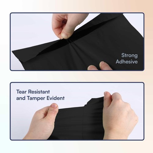 SMART 12x15.5 Recycled Poly Mailers - 100 Pack of Black Eco-Friendly Packaging Mailing Bags | Recyclable & Sustainable, Cute & Stylish Small Business Supplies | 2.5 Mil Thick - 100 Pack