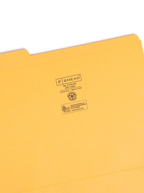 Smead File Folder, Reinforced 1/3-Cut Tab, Letter Size, Goldenrod, 100 per Box (12234)