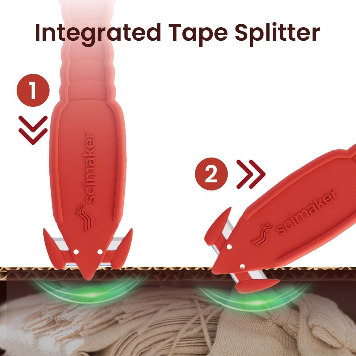 Skiennix Safety Box Cutter - Recessed Stainless Steel Blade Utility Knife for Efficient Package Opening | 6-Pack
