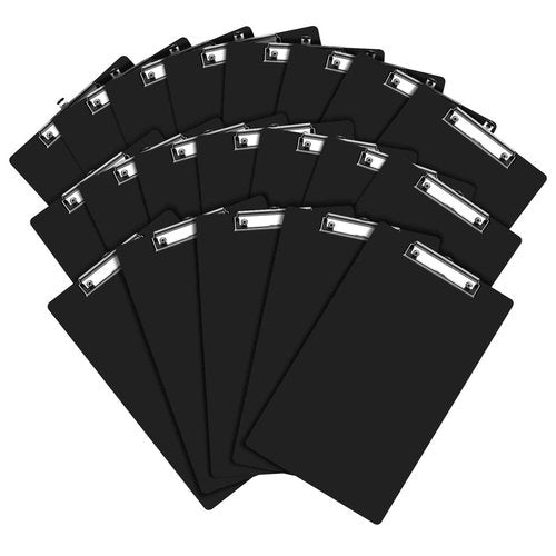 Juvealoe Legal Size Clipboard, 8.5 x 14 Black Plastic Long Clip Board with Low Profile Clip, 9 x 15 in, Suitable for Legal Lawers and Business, Office Supply(Pack of 20)