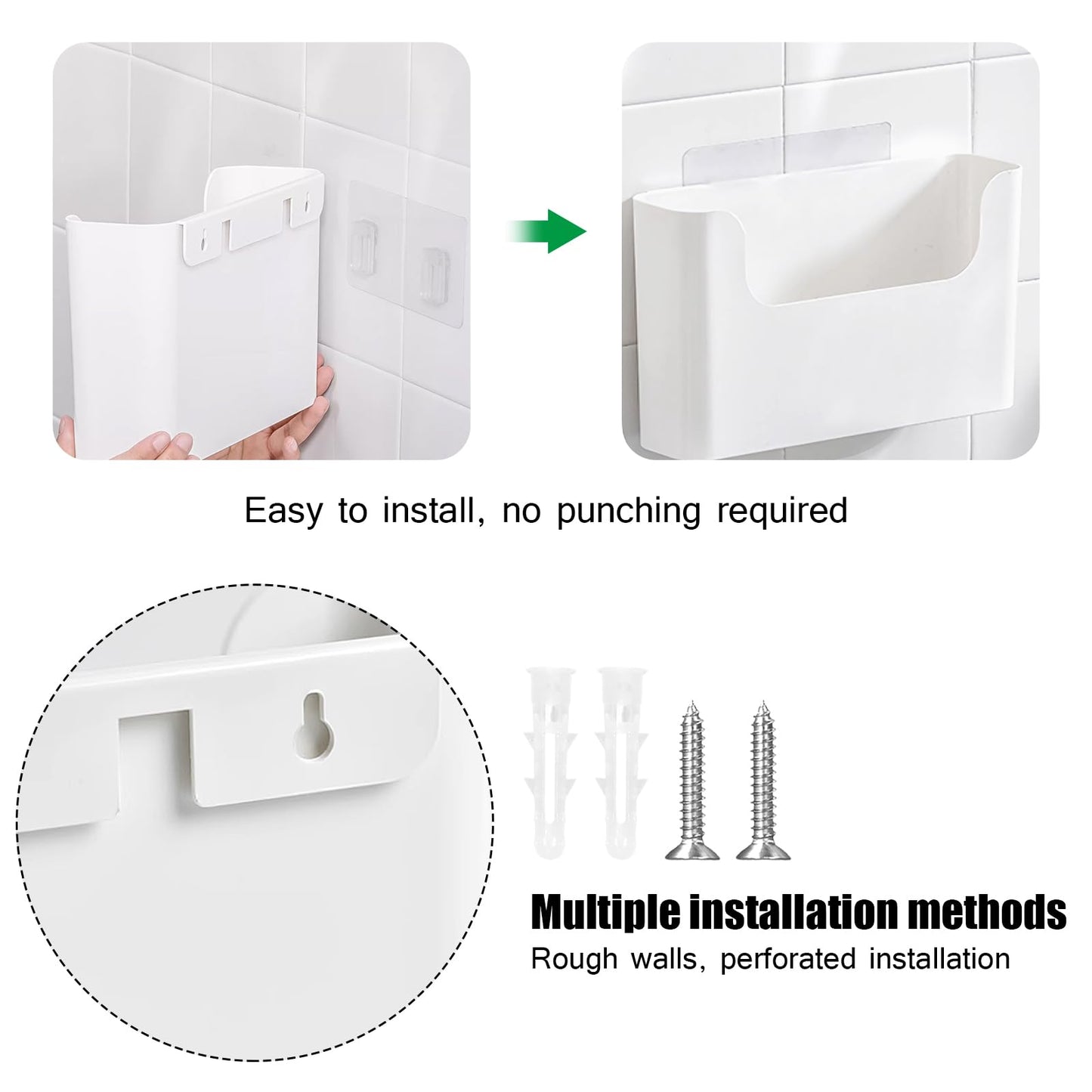 POUYRBA Wall File Holder - White Plastic Wall Mount File Organizer for Office, Home, Classroom
