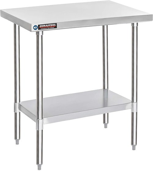 DuraSteel 30x36 Stainless Steel Work Table - NSF Commercial Prep Table with Under Shelf | Versatile Kitchen & Outdoor Use