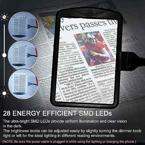 4X Gooseneck Magnifying Lamp Lighting with 28 SMD LEDs, Table Desktop Stand Magnifier Hands-Free for Hobby, Sewing, Crafts, Close Work, etc.