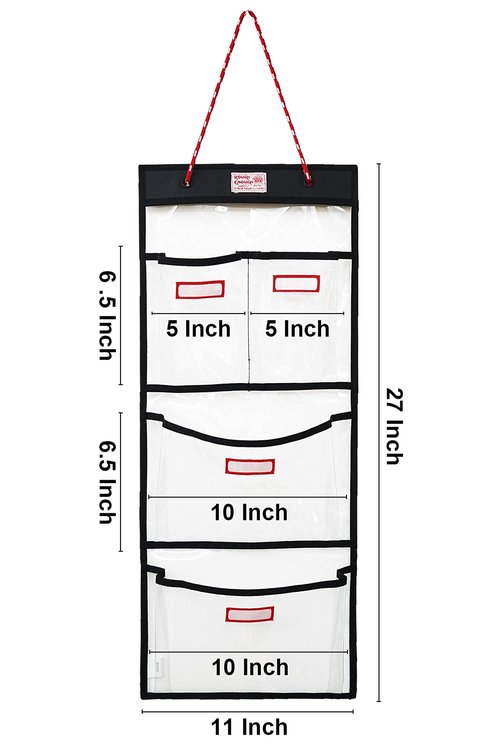 Rough Enough Locker Organizer Hanging Accessories Storage Organization with 4 Pockets for Work Door Gym Wall Clear PVC
