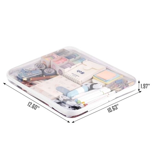 RAMFIYN 3 pack 12" Clear Zipper Pouches Portable Hard Shell Ccosmetic Case Plastic Storage Bag for Organizing