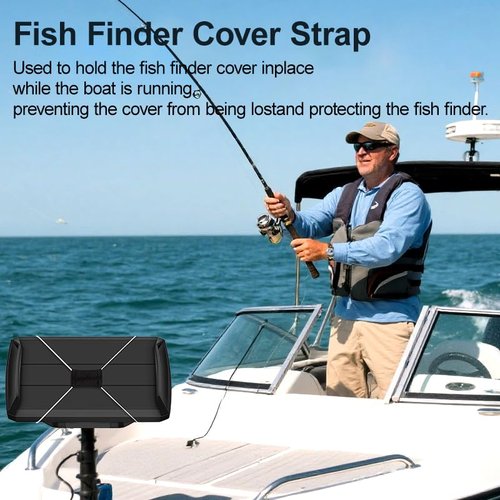 Fishing Graph Cover Strap Secure Fishing Graph Cover for During Travel Protect from Damage, Made of Neoprene and Easy-to-Adjust Fish Finder Bungee Straps (White)