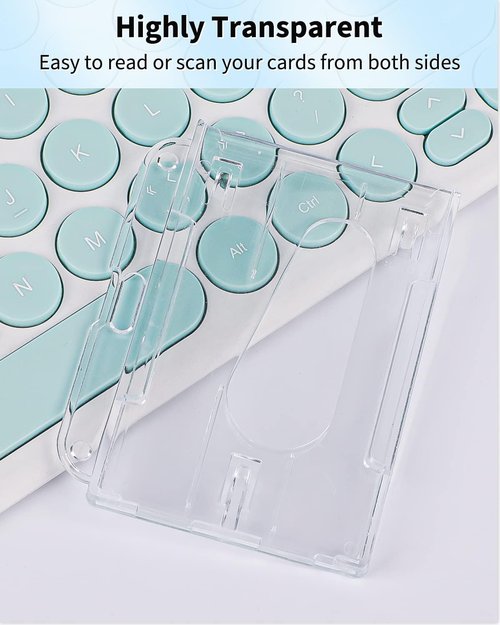 Pawfly 5-Pack Horizontal Badge Holders - Durable Transparent PC Case for IDs & Credit Cards