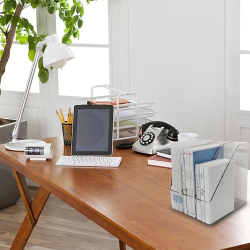 Voittozege 6 Pack Clear Acrylic Magazine File Holder, Acrylic Vertical File Organizer File Folder Bin Storage File Folder Rack Clear Plastic File Folder Organizer for Home Office Space