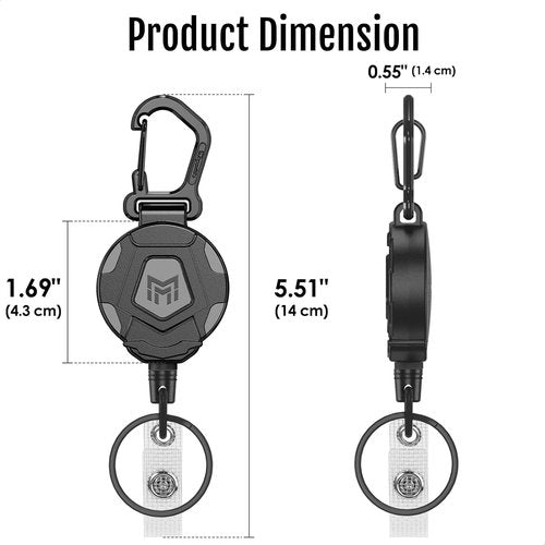 MNGARISTA Heavy-Duty Retractable Keychain - Tactical ID Badge Holder with 31.5” Steel Cord