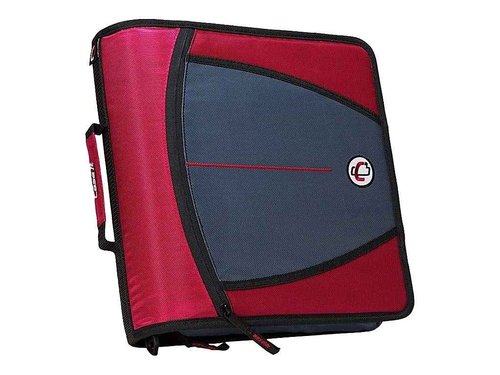 Case-it Mighty Zip Tab School Zipper Binder | 3-Inch O-Rings, 600-Sheet Capacity, 5-Subject Expanding File Folder, Multiple Pockets & Storage Organizer, Shoulder Strap | D-146 Red