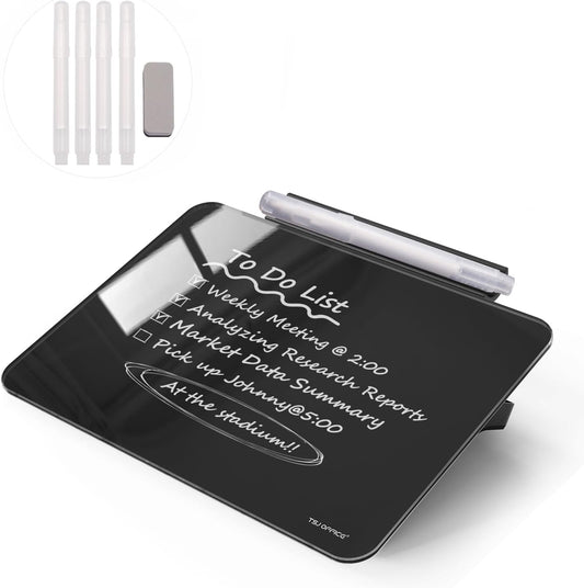 Skiennix Small Desktop Glass Dry-Erase Whiteboard - 8 X 6 Inches Tabletop Easel for Artists & Teachers