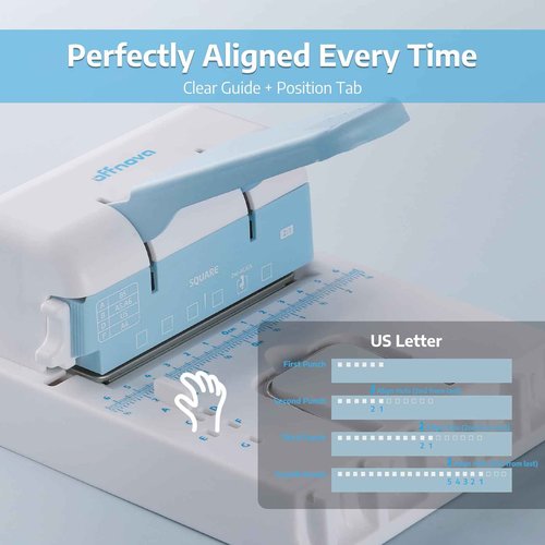 OFFNOVA 2-in-1 Mini Binding Machine, Square & Disc Hole Book Binder, Compact DIY Punch and Bind Kit for A4/A5/US Letter, Includes Coils and Discs for Journals, Planners, Notebooks, Calendars