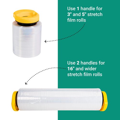 IDL Packaging W-562 Stretch Wrap Dispenser for 3" core Film Rolls - 3 Pairs of Plastic Handles with a Tension Adjusting Button - Durable Plastic Wrap Holder with a Comfortable Grip