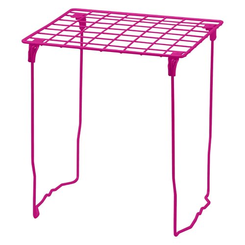 LockerMate Stac-A-Shelf Locker Organizer Shelf, Stackable, Extra Tall, Fits Standard Size School Lockers, Pink