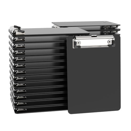 Juvealoe Mini Clipboard 50 Pack, 5 x 7 Plastic Small Black Clip Boards with Low Profile Clip, Memo Size for Classroom, Teacher, Students, School & Office Supplies