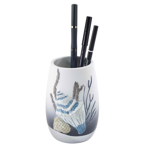 Avanti Linens - Waste Basket, Decorative Trash Can, Oceanscape Inspired Bathroom Decor (Blue Lagoon Collection)