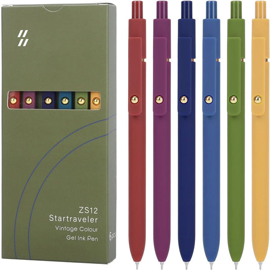 Skiennix Gel Pens - 0.7mm Smooth Writing Black Ink | 6-Piece Set for Journaling & Art