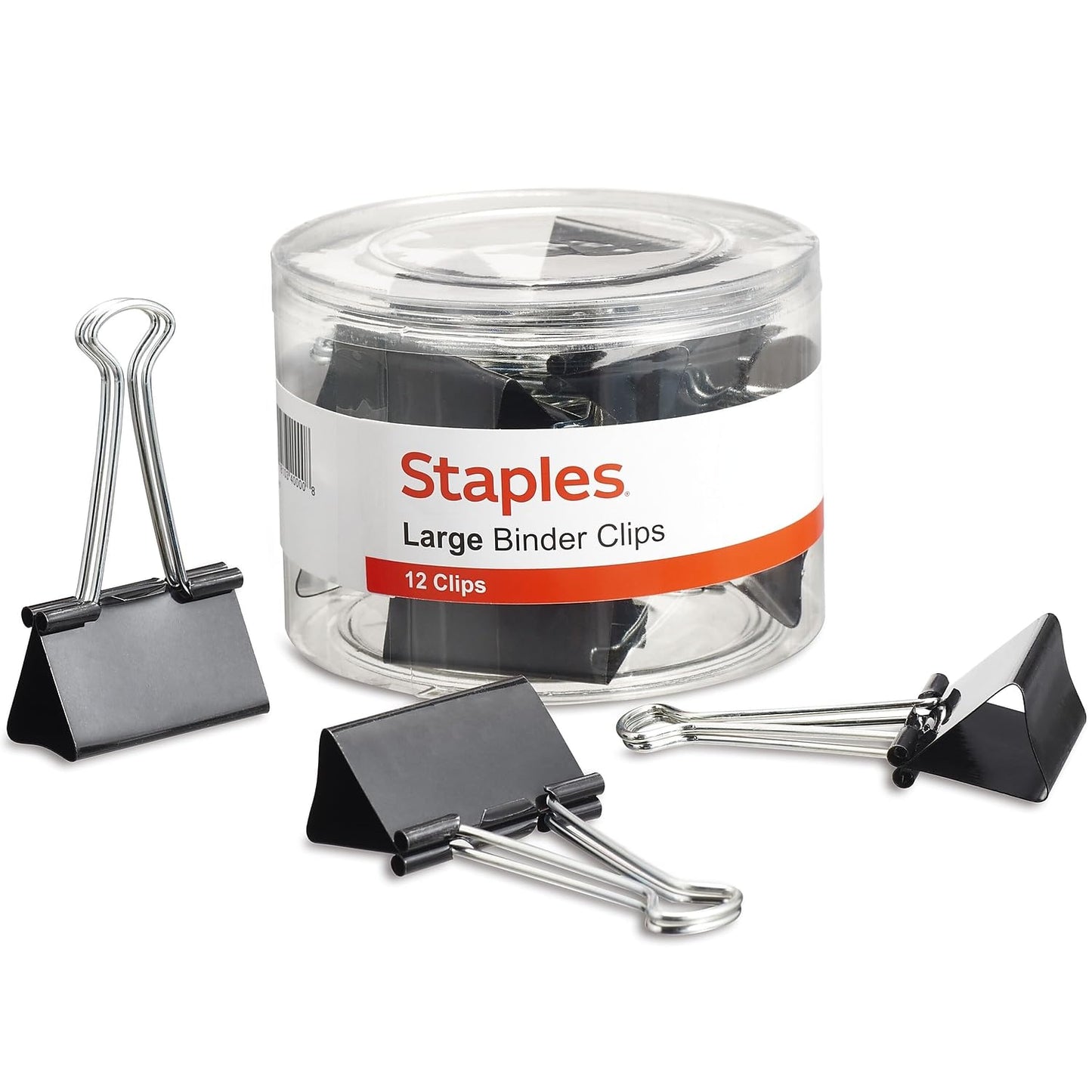 Staples Binder Clips, Large Size, 1" Capacity, Black, 12 Pack – Strong Hold Clips for Office Filing & Paper Bundles