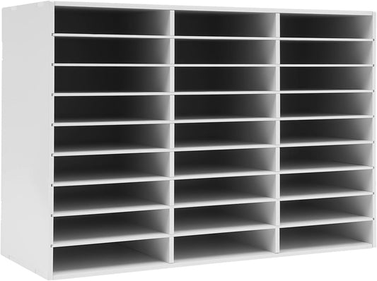 Literature Organizer, 36 Slots Compartments Mail Organizer, Literature Organizers for Office, Paper Shelves Classroom Mailbox, for Office Home School(White)