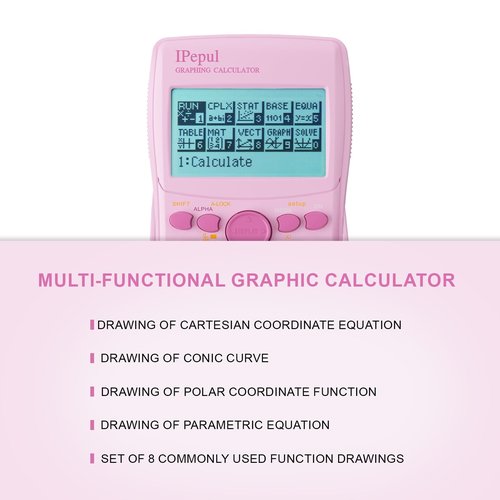 Graphing Calculator,IPepul Scientific Calculators 10 Modes /4 Graphing Functions,Desktop Math Calculator for College Students,School Supplies for Middle High School Teachers Office（Pink）