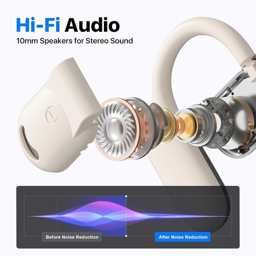 AI OWS Translation Earbuds - 3-in-1 Translator Earphones with 144 Languages & HD Sound | Long Battery Life, White