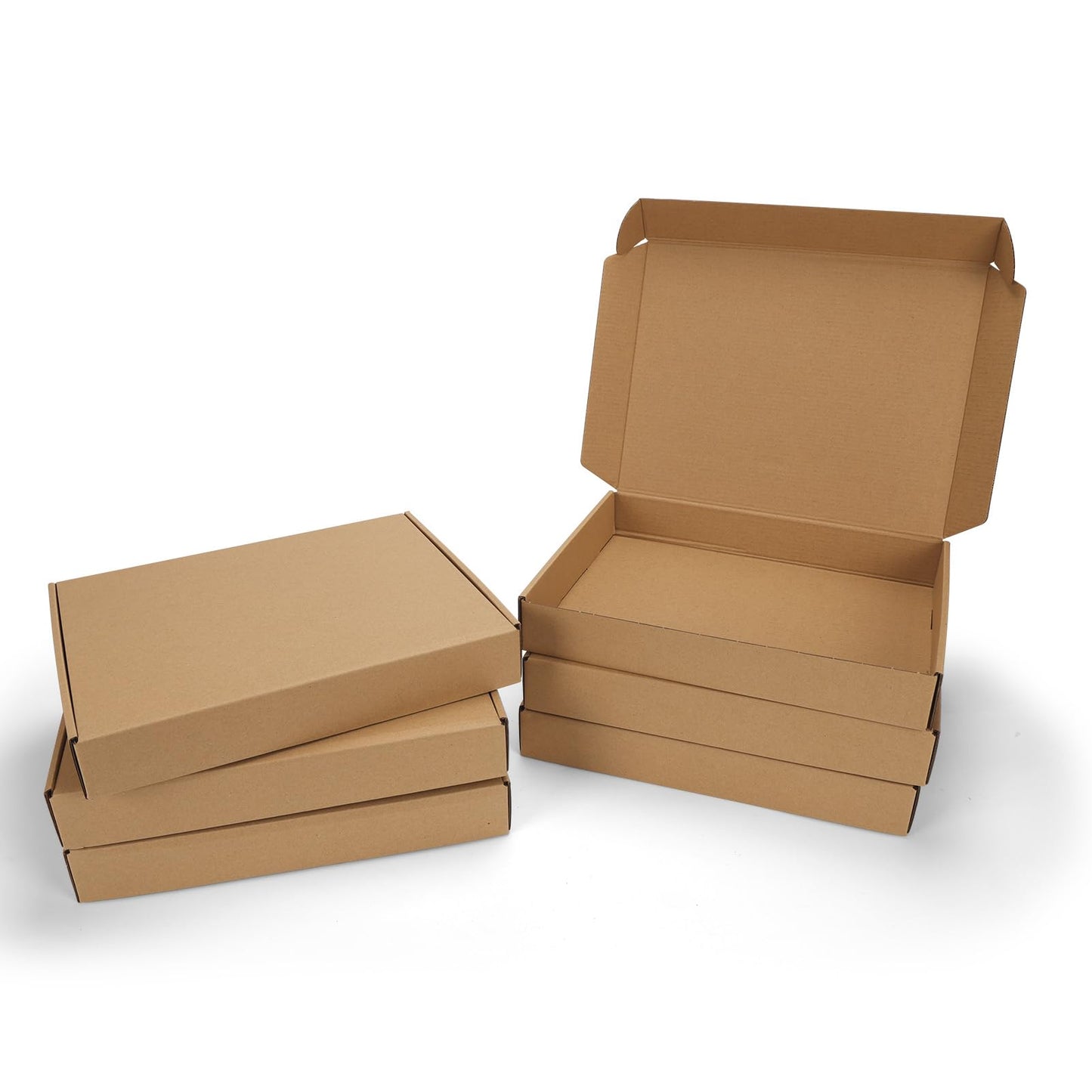 Serwrsw 13x10x2 inch Shipping Boxes Set of 6 Brown, Inner Size 12.6x9.6x1.6 inch Cardboard Box Mailers for Small Business Packaging Mailing or Gift Wrapping Giving