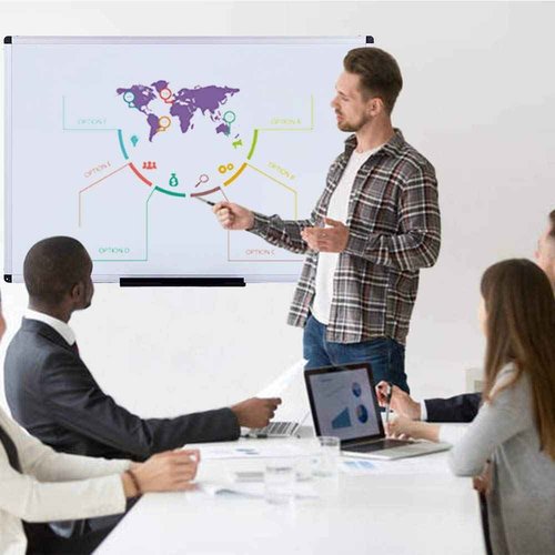 VIZ-PRO Magnetic Dry Erase Board, 48 X 24 Inches, Silver Aluminium Frame, with 12 Colored Whiteboard Pens