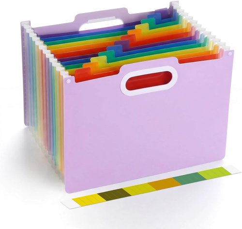Comix Accordion File Organizer - 13 Pocket Expanding Folder for Home & Office | Purple A4 Size