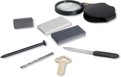Mineral ID Kit by [Brand Name] - 7 Essential Tools for Geology Classrooms & Field Analysis | Includes Streak Plate, Magnet, Lens & More
