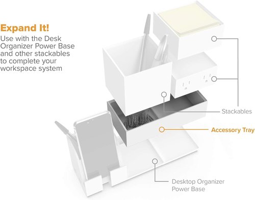Bostitch Office Konnect Desk Organizer - Wide Accessory Tray for Efficient Desktop Storage - White