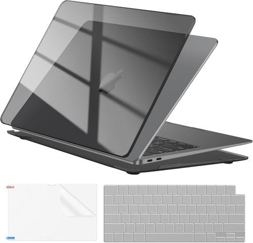 EooCoo Hard Case for MacBook Air 13.3" M1 (2021-2018) - Crystal Black with Keyboard Cover & Screen Protector