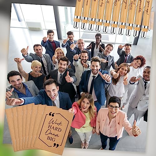 Fulmoon 200 Pcs Christmas Motivational Pens Notebook Gifts Bulk Inspirational Quote Ballpoint Pen Small Pocket Notepads Mini Journals Appreciation Gifts for Teachers Employee Students (Brown)